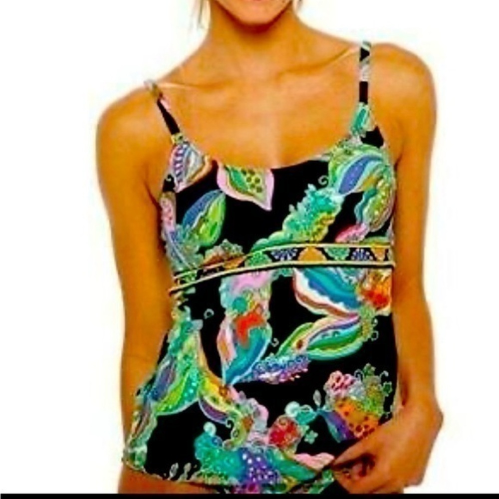 TRINA TURK Hawaii floral print tankini TOP ONLY